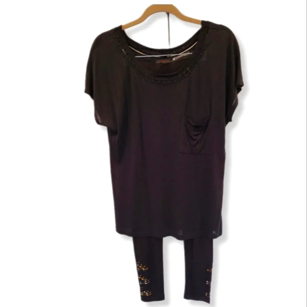 Bergdorf Goodman Loungewear Set Black W/ Safety Pin Detail Size S Grunge…